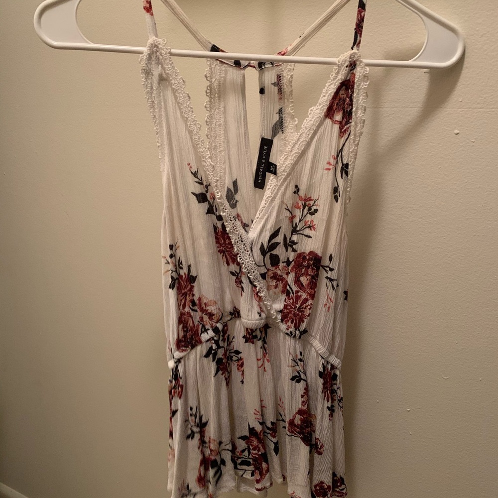 Kendall and Kylie white floral shirt